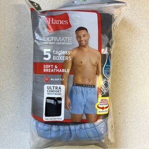 Hanes Ultimate Comfort 5 pack Boxer Shorts XL 40-42 NEW